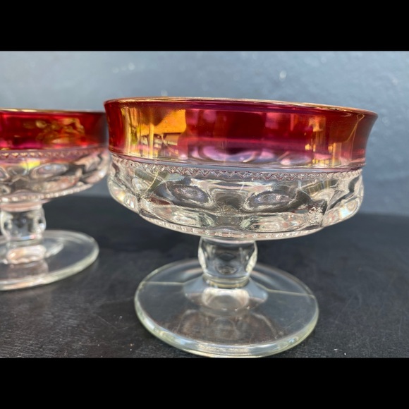 Art Glass King’s Crown Ruby Flash Dessert Dishes - Picture 7 of 12